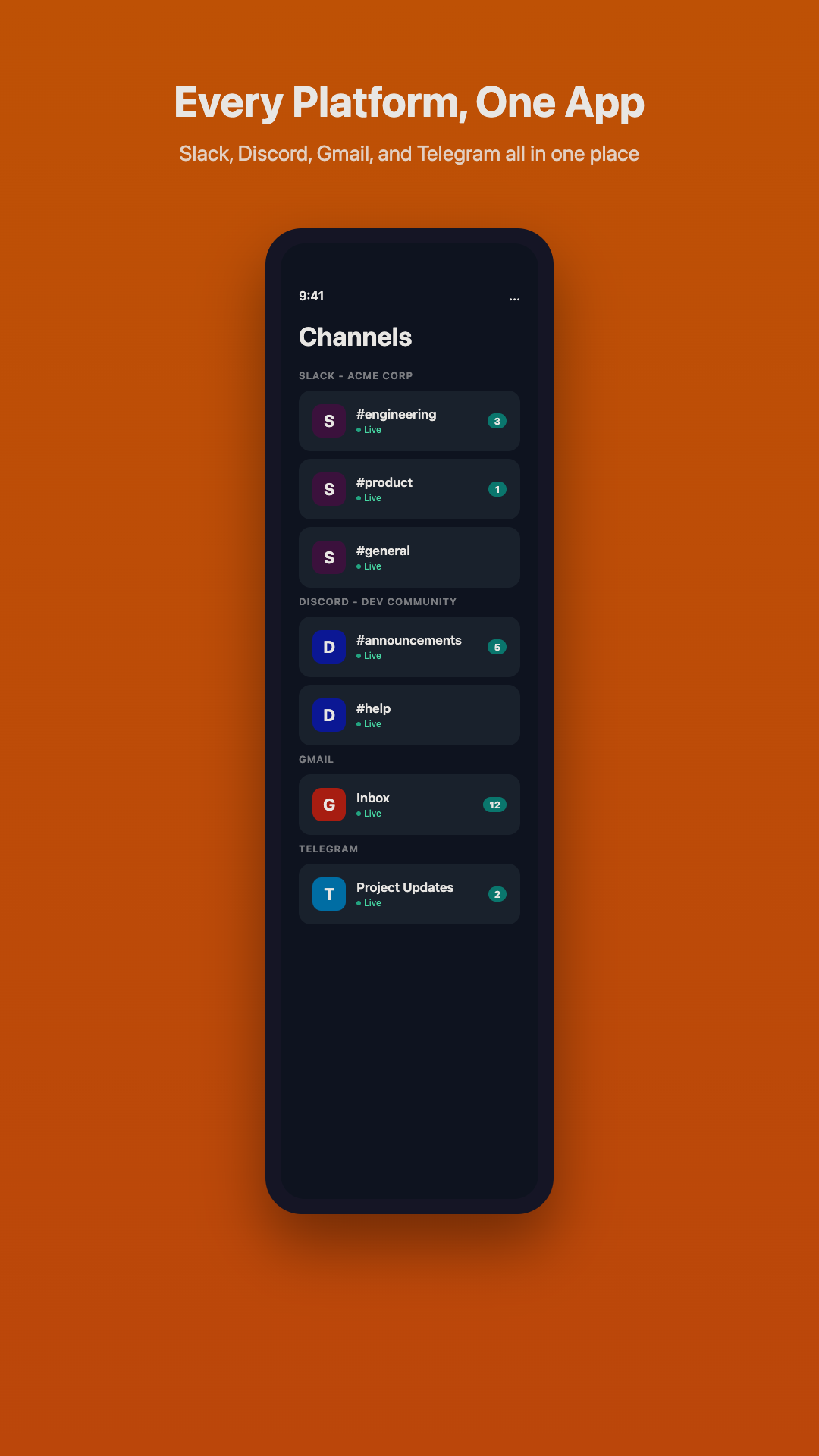 All channels in one place